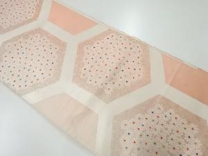 アンティーク　亀甲繋ぎに花模様織り出し袋帯(材料)